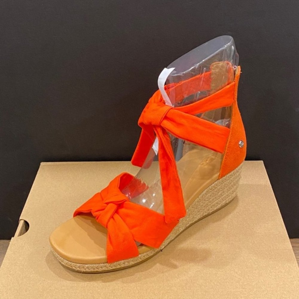 Ugg Yarrow Red Espadrille Wedges Sandals Shoes Heels Pumps Flats NEW